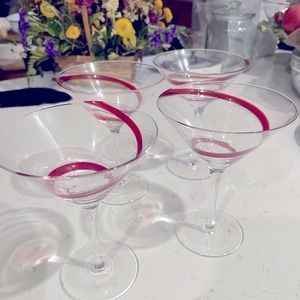 (Not for sale) Set of 4 Pier 1 red swirl martini glasses